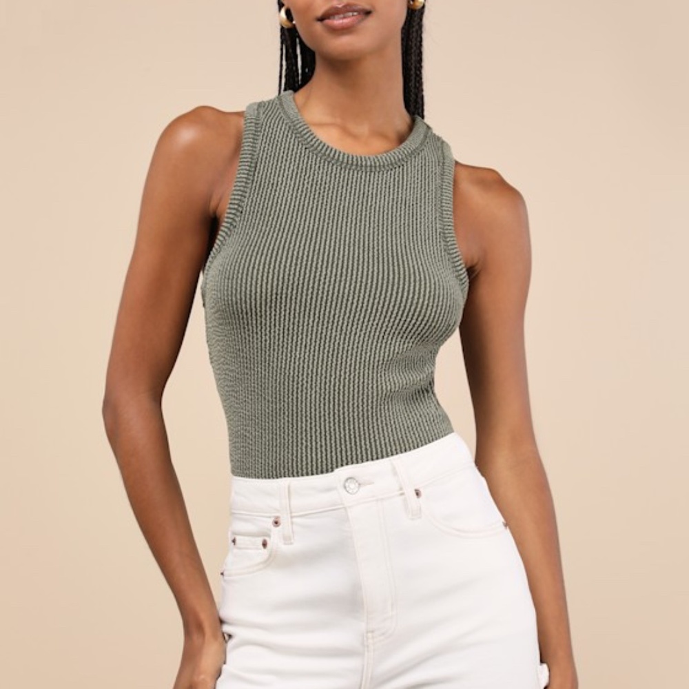 Lulus Essential Update Forest Green Ribbed Tank Top - Size S